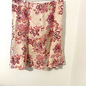 JM Collection Cottagecore Floral Print Plus Size 16 Ruffled Hem Skirt 100% Linen